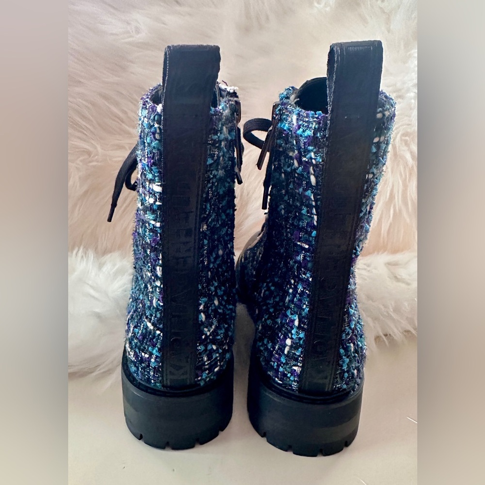 Karl Lagerfeld COMBAT STYLE Jeweled BOOTS! NEW size 10! Zip sides patten black - Picture 4 of 10